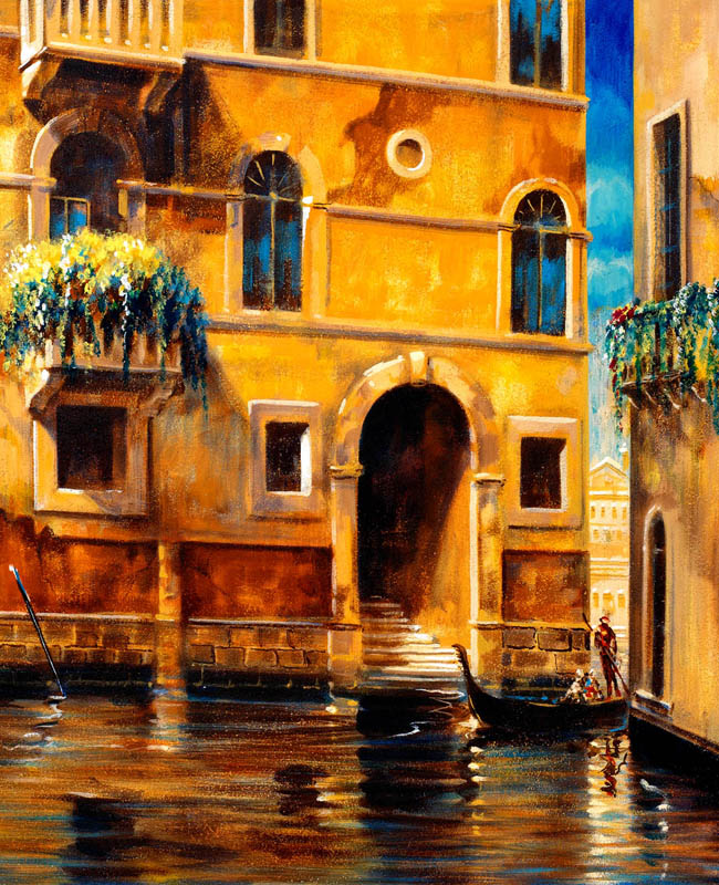 Trompe l'oeil PT 100900 Venezia e i suoi canali su intonaco 